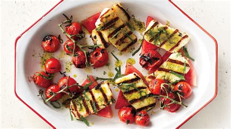 grilled-halloumi-with-watermelon-and-basil-mint-oil image