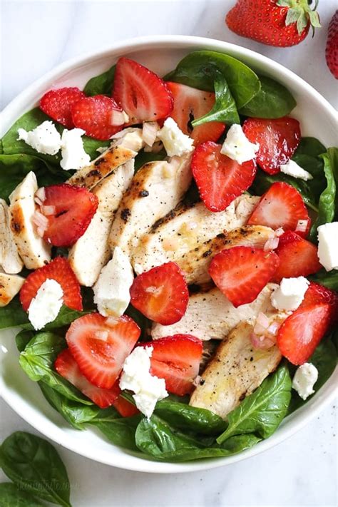 grilled-chicken-salad-with-strawberries-and-spinach image