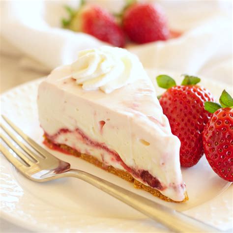 easy-no-bake-strawberry-swirl-cheesecake image