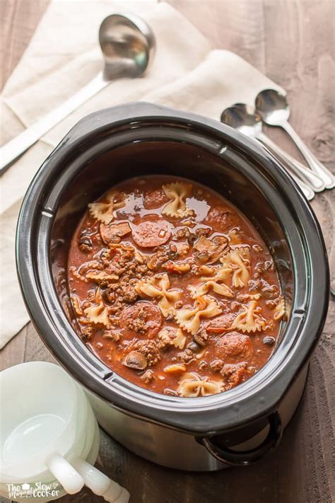 slow-cooker-pizza-and-pasta-soup-freezer-meal-friendly image