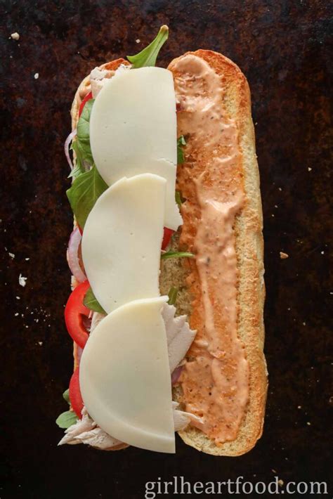 chicken-pesto-sandwich-on-baguette-girl-heart-food image