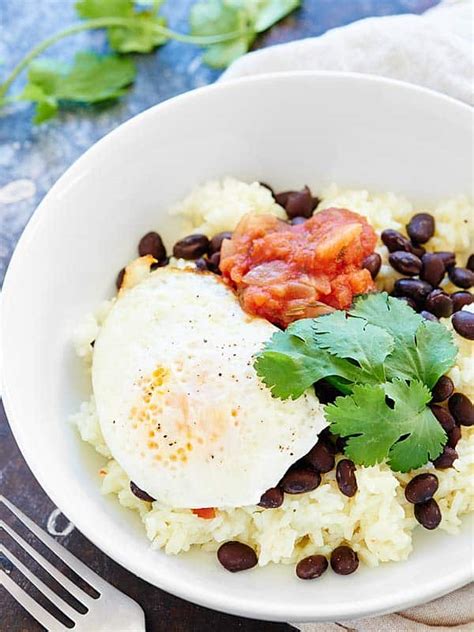 cheesy-rice-and-beans-an-easy-vegetarian-breakfast image