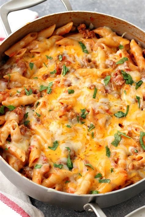 one-pot-cheesy-sausage-penne-recipe-crunchy-creamy-sweet image