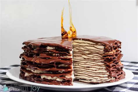 chocolate-hazelnut-crepe-cake-kitchen-joy image