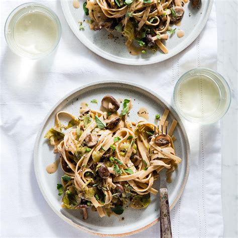 creamy-fettuccine-with-brussels-sprouts-mushrooms image