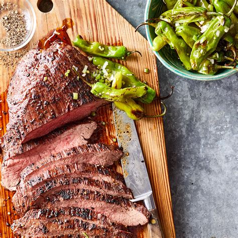 sweet-peppery-flank-steak-with-shishitos image