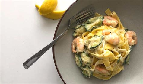 creamy-courgette-prawn-tagliatelle-recipe-pasta image