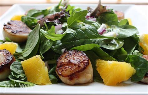 pan-seared-scallops-with-baby-greens-and-citrus-mojo image