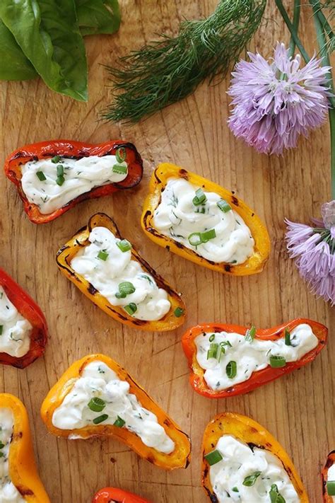 grilled-rainbow-peppers-with-herb-cream-cheese image