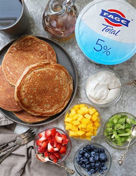 easy-greek-yogurt-pancakes-recipe-savory-spin image