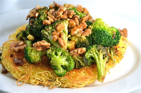 crispy-noodle-pancake-with-stir-fried-broccoli-and image