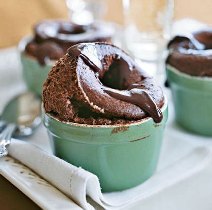 double-chocolate-souffls-with-warm-fudge-sauce image