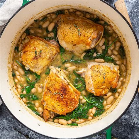 skillet-chicken-thighs-with-spinach-and-white-beans image