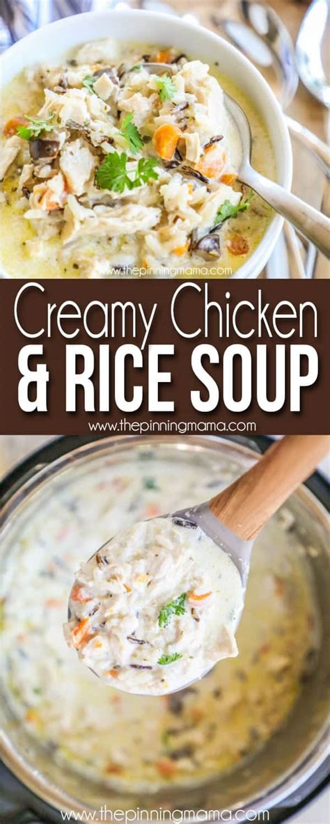 the-best-creamy-chicken-and-rice-soup-the-pinning image