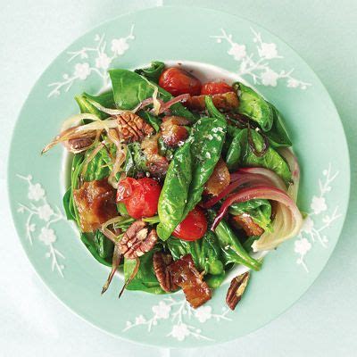 warm-spinach-salad-with-bacon-tomatoes-and-pecans image