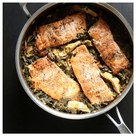 one-pan-salmon-with-spinach-and-artichokes-the image