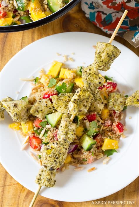 healthy-pesto-chicken-kebabs-with-cool-quinoa-pilaf image