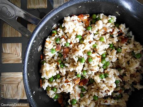 brown-rice-with-peas-goat-cheese-creatively-delish image