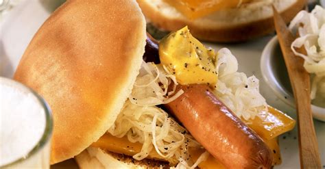 hot-dog-with-sauerkraut-and-cheddar-cheese image
