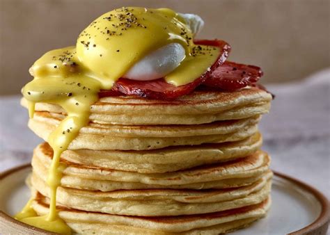 eggs-benedict-pancakes-recipe-lovefoodcom image