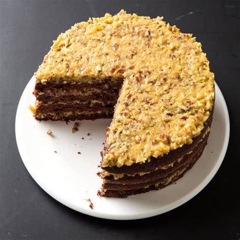 german-chocolate-cake-with-coconut-pecan-filling image