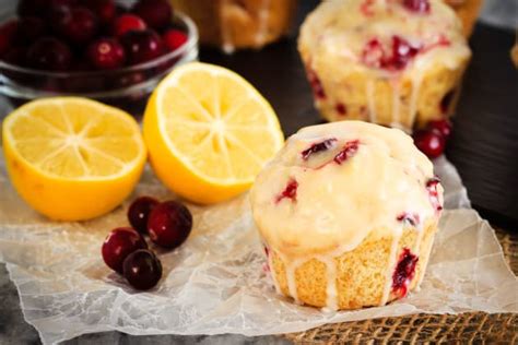 glazed-lemon-cranberry-muffins-recipe-food-fanatic image