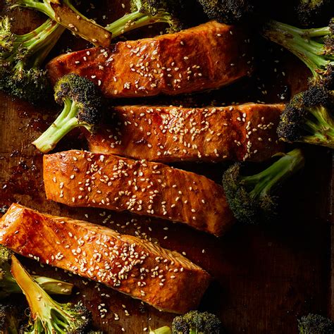 ginger-roasted-salmon-broccoli-eatingwell image