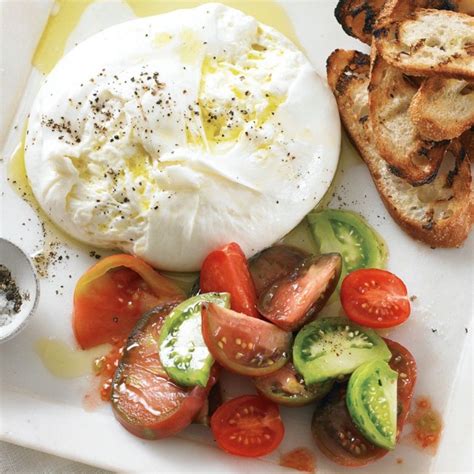 burrata-with-grilled-bread-and-heirloom-tomatoes image