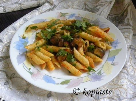 penne-with-mushrooms-roasted-garlic-cilantro-and image
