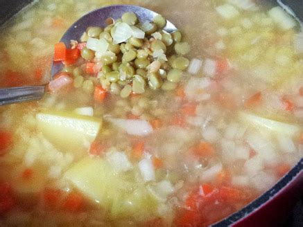 pea-soup-with-orange-lentil-and-vegetables-vegan image