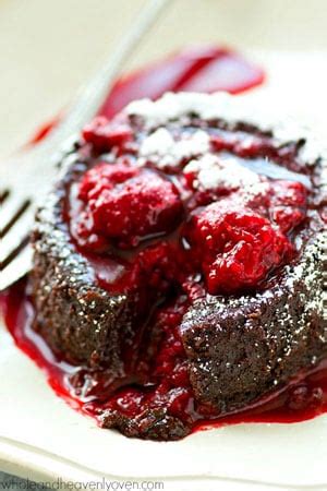 flourless-chocolate-lava-cakes-with-raspberry-sauce image