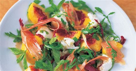 jamie-olivers-leafy-salad-with-mozzarella-mint-peach image