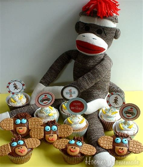sock-monkey-birthday-cupcakes-hoosier-homemade image