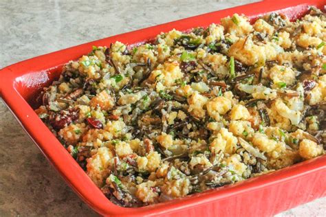 cornbread-and-wild-rice-stuffing-with-pecans-cranberries image