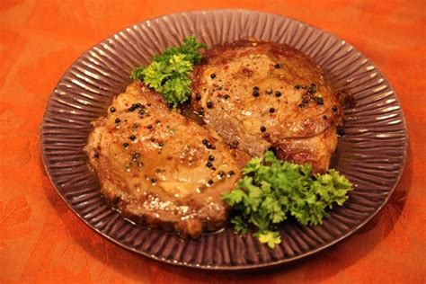 rib-eye-peppercorn-steaks-with-brandy-sauce-make image