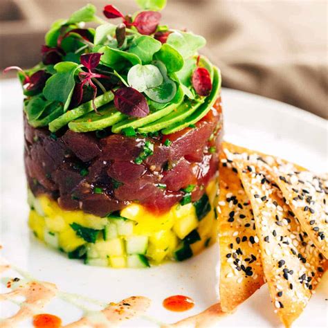 tuna-tower-with-baked-wonton-crisps-jessica-gavin image