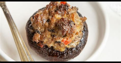 sausage-and-pepper-stuffed-mushrooms-recipe-today image