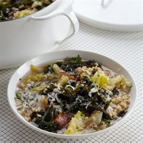 cabbage-and-kale-soup-with-farro-recipe-food-wine image