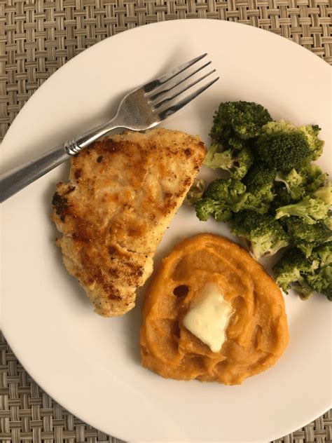 southern-style-chicken-with-mashed-sweet-potatoes image