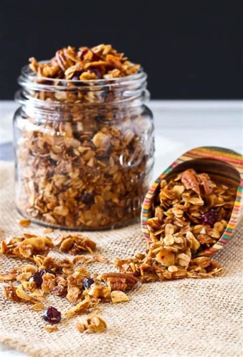 easy-granola-recipe-with-pecans-and-cranberries-rachel image