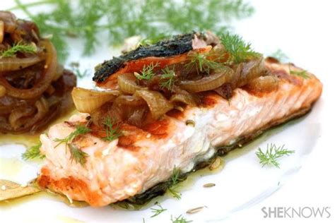 grilled-salmon-with-caramelized-onions-sheknows image
