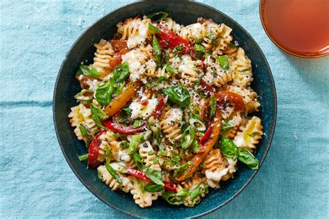 pasta-with-caramelized-peppers-anchovies-and-ricotta image