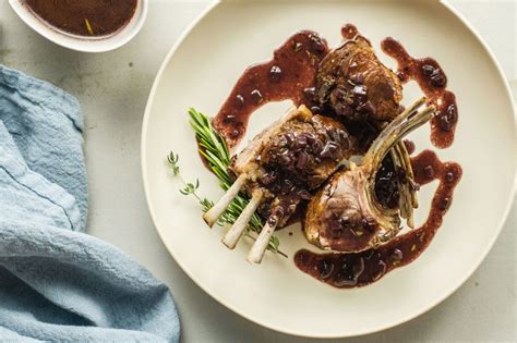 rack-of-lamb-with-red-wine-sauce-recipe-the-spruce image