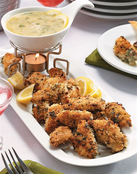 piccata-fondue-with-panko-crusted-chicken-dippers image
