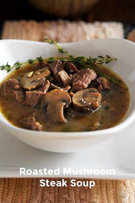 roasted-mushroom-steak-soup-with-baby-spinach-and image