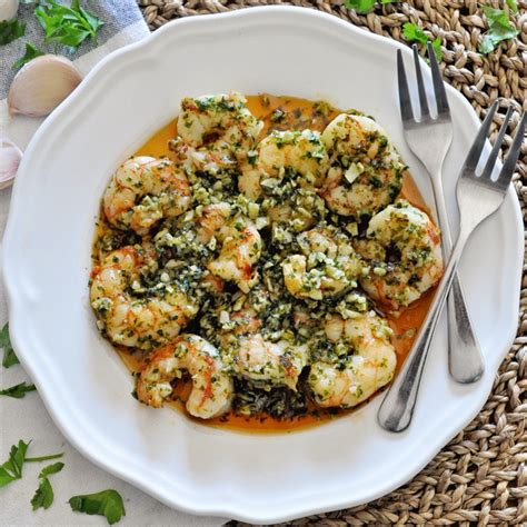 spanish-sauted-shrimp-with-green-garlic-sauce image