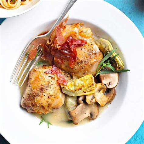 chicken-thighs-with-artichokes-better-homes-gardens image