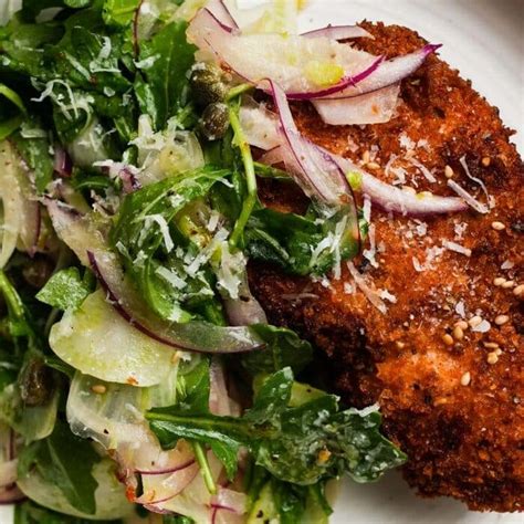 crispy-chicken-with-fennel-arugula-salad-lindsey-eats image
