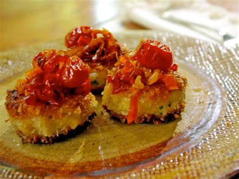 brandade-cakes-with-caramelized-peppers-and-tomatoes image