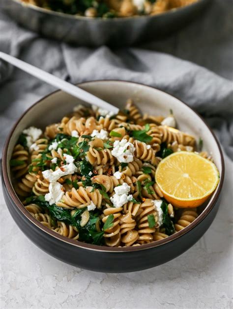 lemony-pasta-with-spinach-goat-cheese-yes-to-yolks image